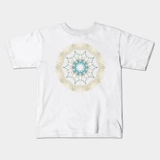 Feathers and Catkins Kaleidoscope Pattern Kids T-Shirt